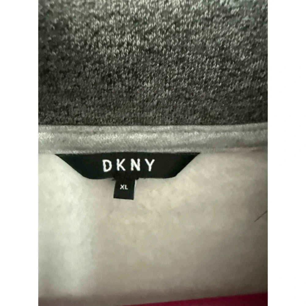 DKNY Mens Pullover Sweatshirt XL Gray Quarter Zip Long Sleeve Casual Top